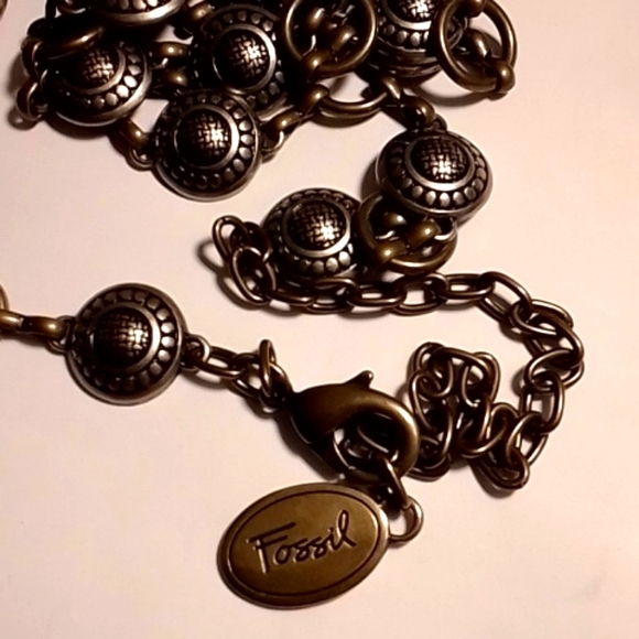 Fossil Long Gold Tone Medallion Belt - Picture 2 of 3